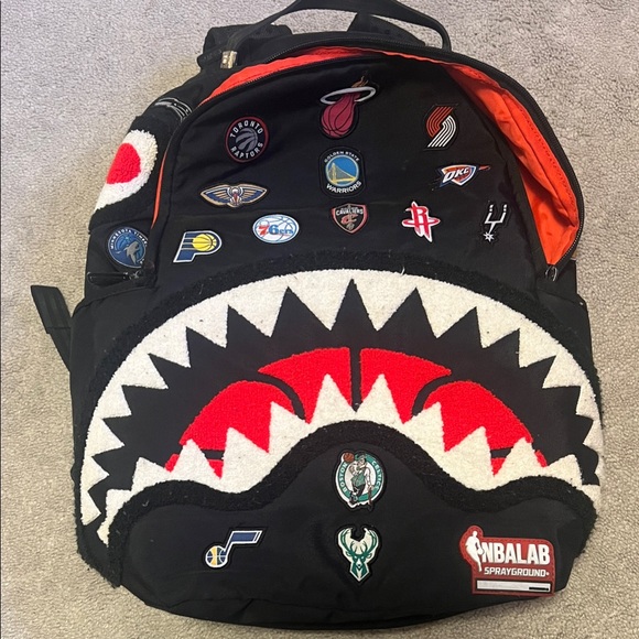 Sprayground Black and Red Limited Edition Backpack NBA logos